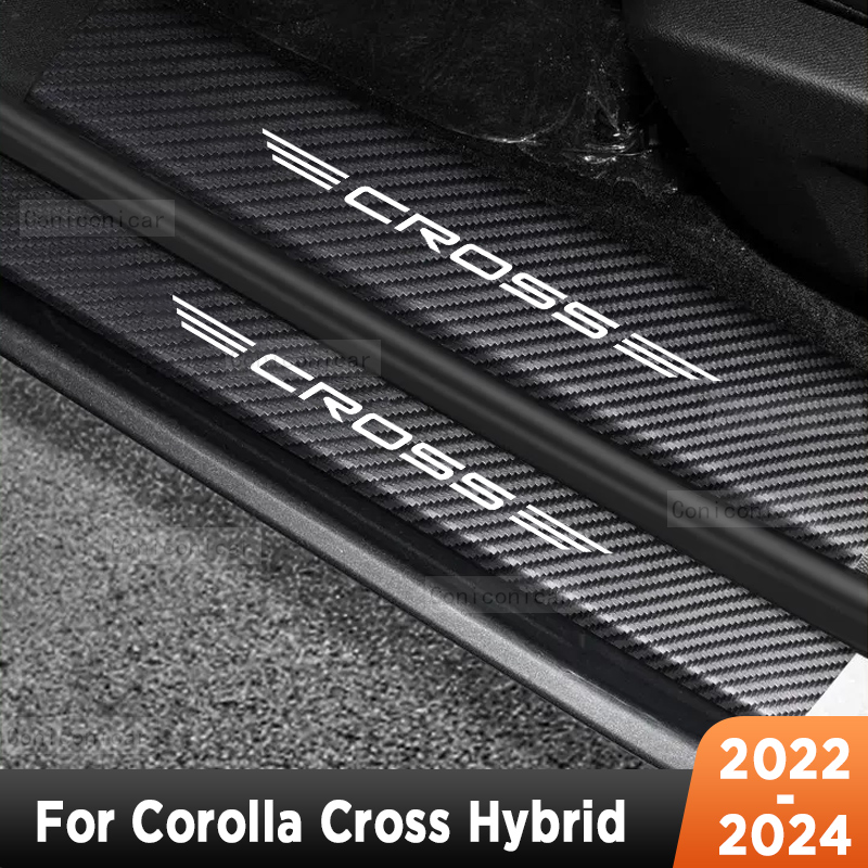 Crepe Pan Carbon - สําหรับTOYOTA COROLLA CROSS 2022-2024 รถประตูSills Scuffแผ่นเกณฑ์Protectorภายในเลียนแบบคาร์บอนไฟเบอร์อุปกรณ์เสริม