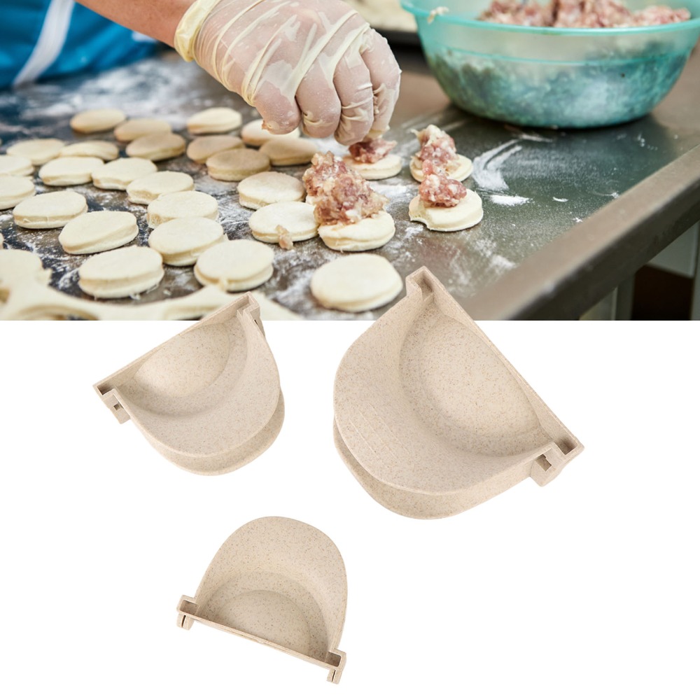 Dumpling Press Set - ชุดอุปกรณ์ทำเกี๊ยวสแตนเลสพลาสติก สีฟ้า ชมพู เบจ เงิน พร้อมที่กดเกี๊ยวแบบมือหมุนและช้อนตักไส้