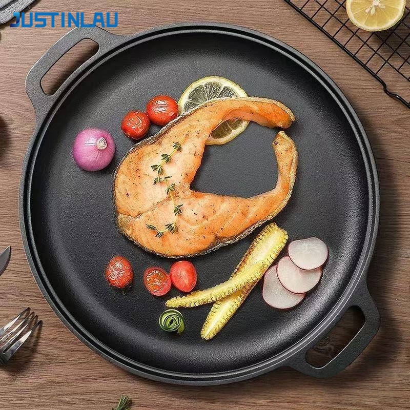 Mini Pancake Griddle - กระทะเหล็กหล่อแบบสองหูยี่ห้อ JUSTINLAU สำหรับทอดไข่ สเต็ก แพนเค้ก ย่างเนื้อ
