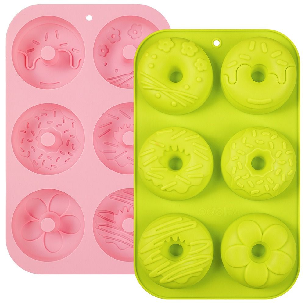 Donut Mold Silicone - แม่พิมพ์โดนัทซิลิโคน ไม่ติดกระทะ ทนความร้อนสูง แม่พิมพ์เค้กซิลิโคนเกรดอาหาร อุปกรณ์อบขนมที่ยืดหยุ่นสำหรับทำขนมอบ