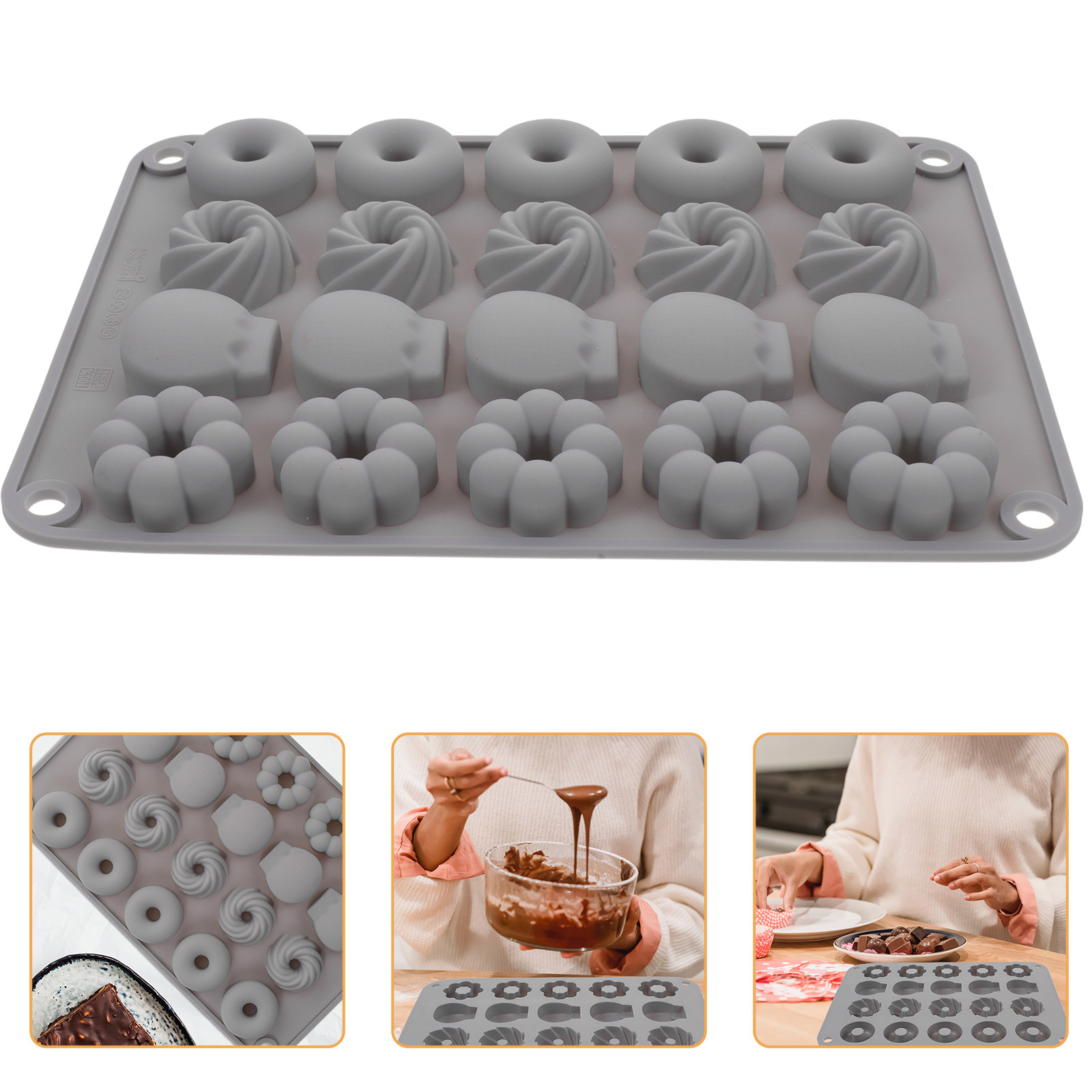 Donut Mold Silicone - แม่พิมพ์ซิลิโคนรูปโดนัทขนาดเล็ก ทนความร้อน สำหรับทำช็อกโกแลต เจลลี่ ลูกอม แม่พิมพ์อบขนม